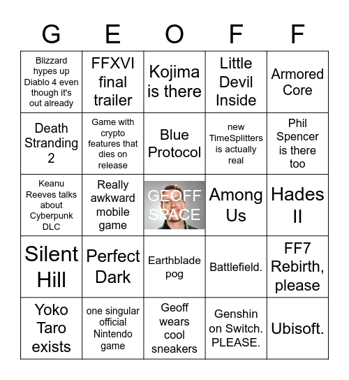 SummerGameFest 2023 Bingo Card