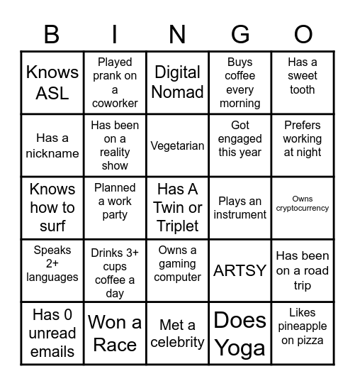 ARTSY Bingo Card