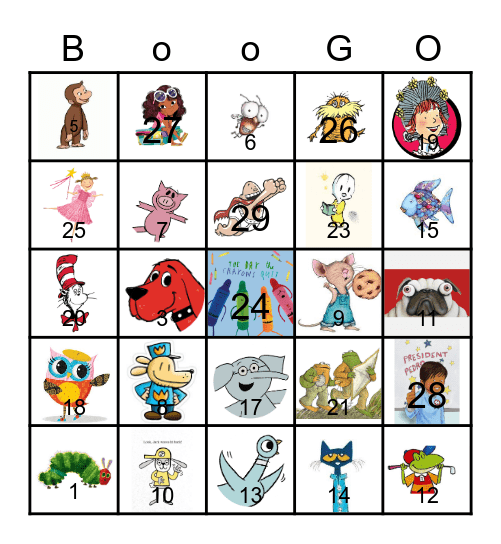 Book Character BINGO Card