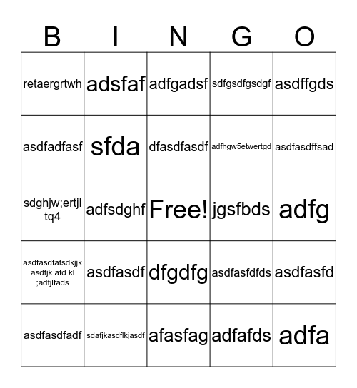 vocabulary Bingo Card