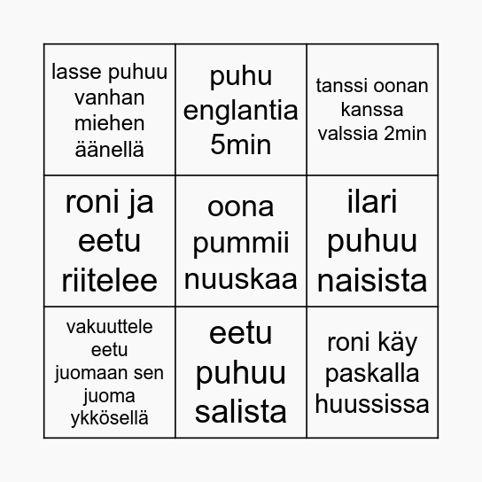 jöörikä :-) Bingo Card