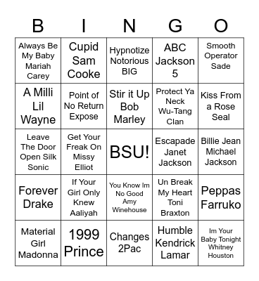 BSU BINGO Card