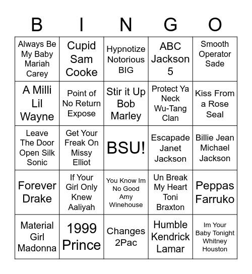 BSU BINGO Card