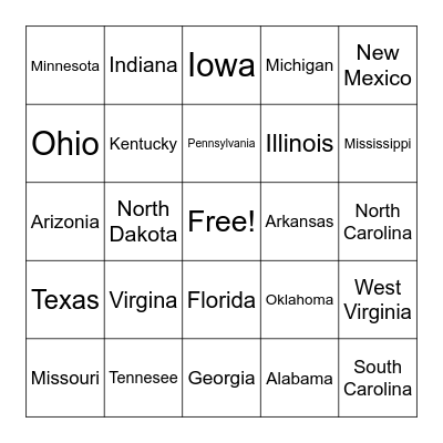 States! Bingo Card