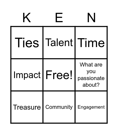 Board Service Bingo Card