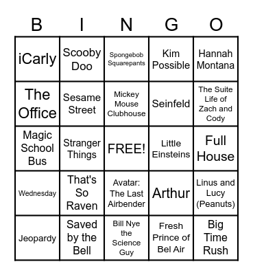 TV Theme Song Bingo!  :) Bingo Card