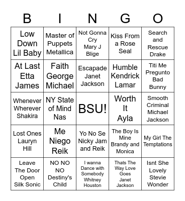 BSU Bingo Card