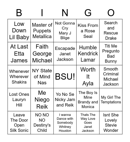 BSU Bingo Card