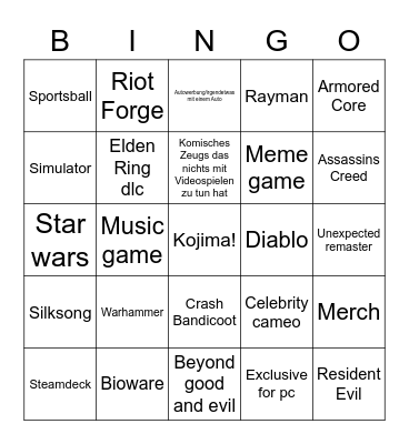 Summer Games 2023 Bingo Card