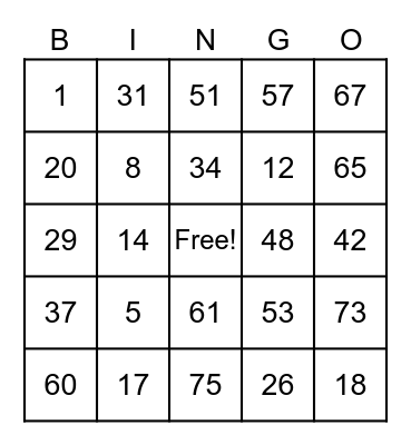 End of the Year Bingo Celebration Bingo Card