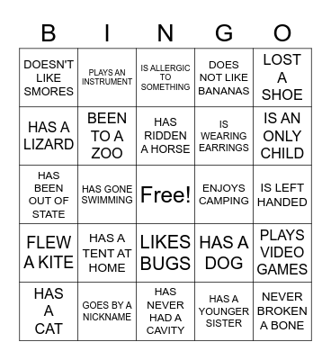 GET TO KNOW YOUR FRIENDS! Bingo Card
