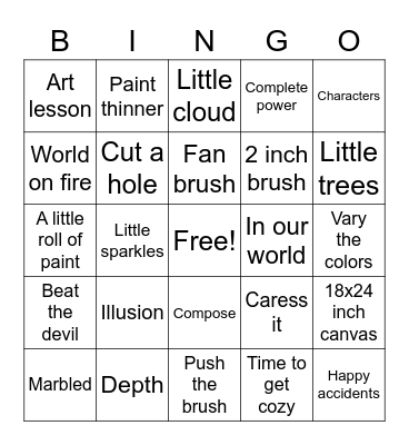 Bob Ross Bingo Card