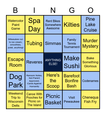 July of Awesomeness Bingo Card