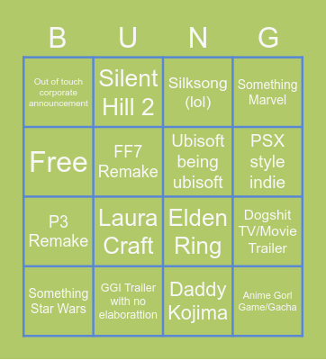 Fest of Games- Summer Bingo Card