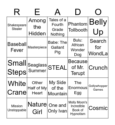 BOOK Match READO Bingo Card