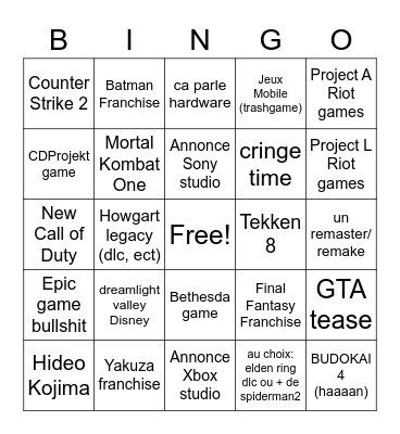 GAME FEST 2023 Bingo Card