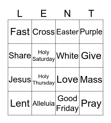 Lent Bingo Card