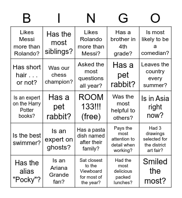 Who in our class . . .? Bingo Card