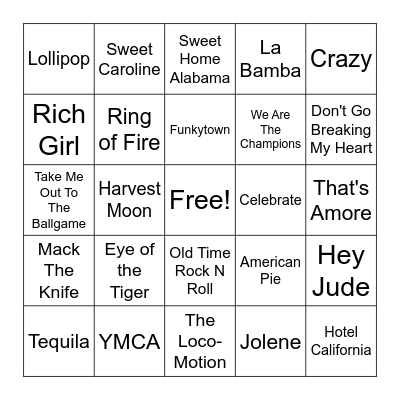 MUSIC BINGO Card