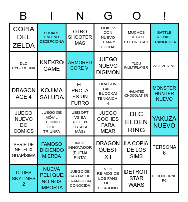 E3/SUMMER GAME FEST Bingo Card