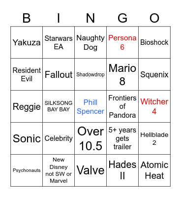 Ash gets squares Bingo Card