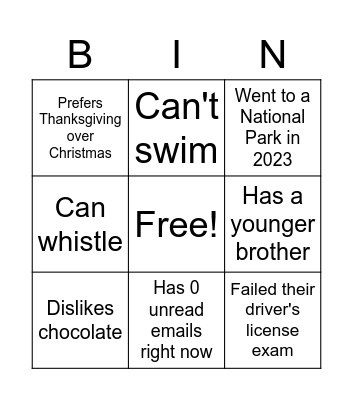 Coleen: Find someone who... Bingo Card
