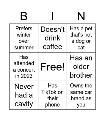 Danie: Find someone who... Bingo Card
