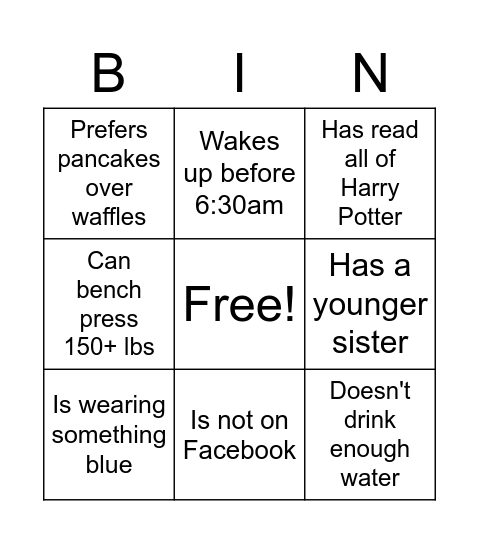 David: Find someone who... Bingo Card