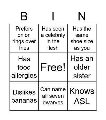 Ellie: Find someone who... Bingo Card
