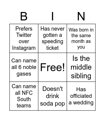 Kaitlyn, find someone who... Bingo Card