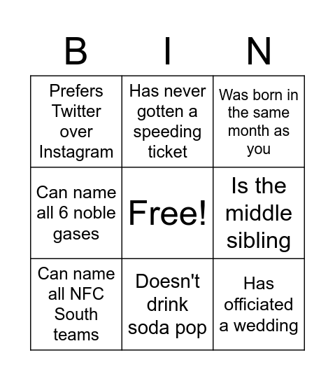 Kaitlyn, find someone who... Bingo Card