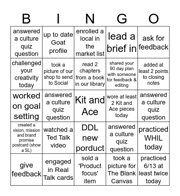 Culture Bingo Card