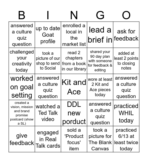 Culture Bingo Card