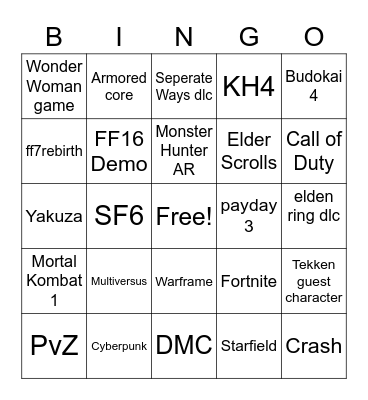 Epic Bingo Card