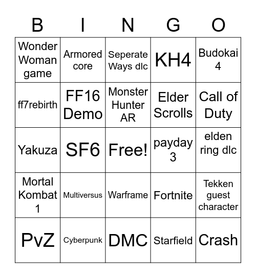 Epic Bingo Card