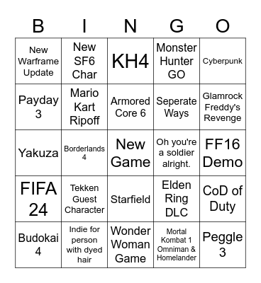 The Summer Games Fest of all time Bingo Card