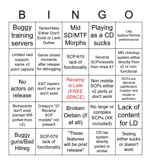 Area 27 Revamp Bingo Card