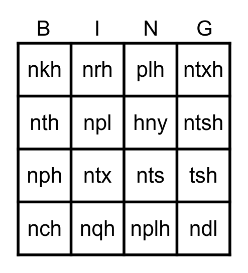 Tsiaj Ntawv Txiv Txooj 3-4 Bingo Card