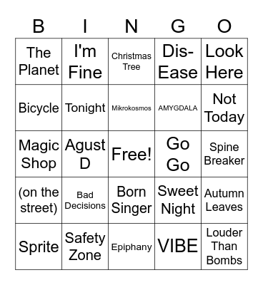 Tas2195 Bingo Card