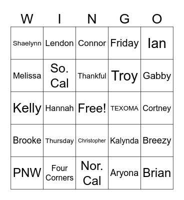 Thankful Thursdays on a FRIDAY Bingo Card
