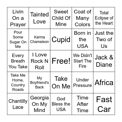 MUSIC BINGO Card