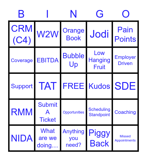 Lingo Bingo Card