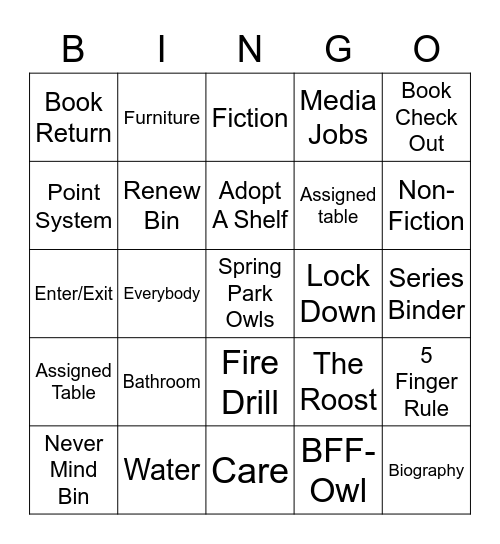 Media Memories Bingo Card