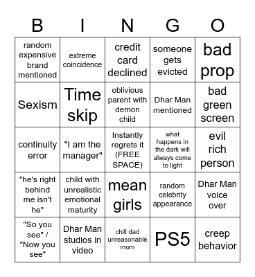 Dhar Man Bingo Card
