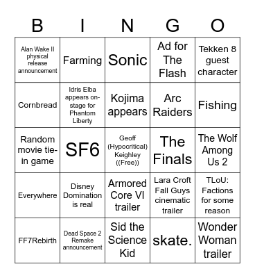 SGF Bingo Card