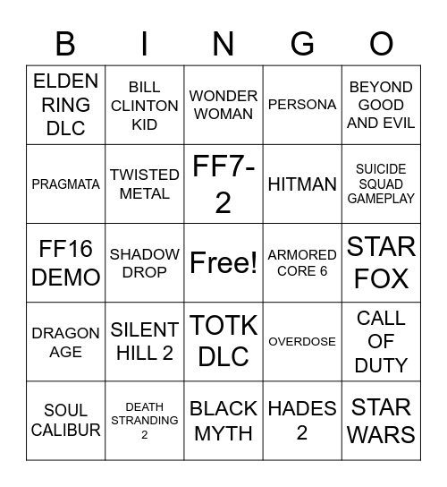 SUMMER GAME FEST Bingo Card