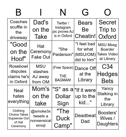 Official A.J. Brown Crootin Bingo Card