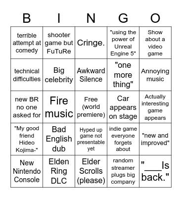 Summer Games Fest Bingo Card