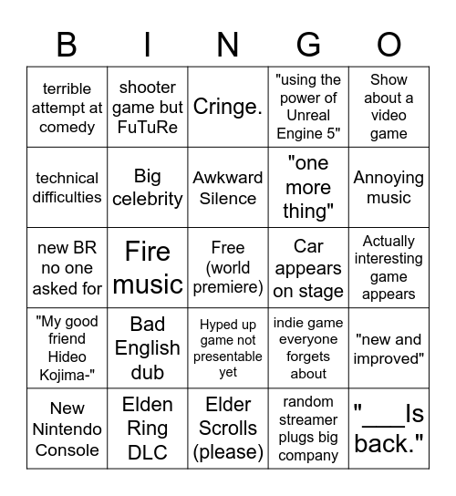 Summer Games Fest Bingo Card