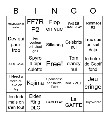 SUMMERGAMEFEST Bingo Card